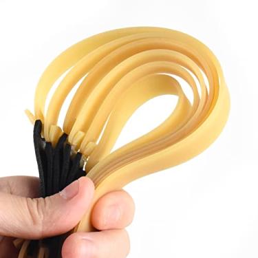 Imagem de JTXCDFHMJ 10 pacotes de estilingues planos de borracha espessos de 2,0 mm podem ser substituídos por elásticos, adequados para caçar estilingues, catapultas, juntamente com faixas elásticas de