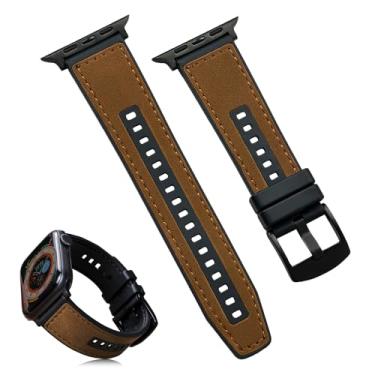 Imagem de CNYMANY Pulseira de couro compatível com Apple Watch, pulseira de couro de 44 mm, 45 mm, 46 mm e 49 mm, compatível com iWatch séries 10, 9, 8, 7, 6, 5, 4, 3, 2, 1 e SE Ultra, feminino e masculino -