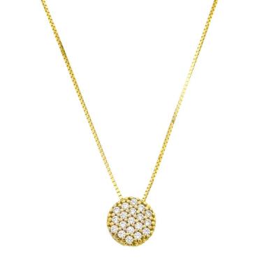 Imagem de Gargantilha De Ouro 18k Corrente 45cm Veneziana Pingente Ponto de Luz