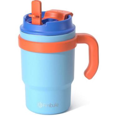 Imagem de Copo Térmico Infantil Fimibuke 470ml - com Alça e Canudo 18/8 SS