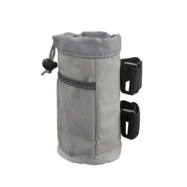 Imagem de Ohleats 2 peças de suporte de copo para bicicleta, suporte de bebida de ciclismo Oxford com bolso de malha e trava de cabo, organizador universal de garrafa de água para guidão de cadeira de rodas