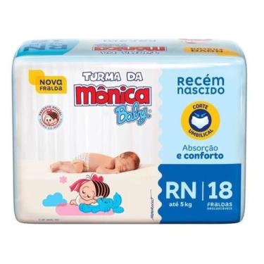 Imagem de Fralda descartável turma da mônica rn c/18 unidades até 4,5kg