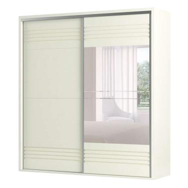 Imagem de Guarda-Roupa Casal com Espelho Caribe 2 pt 2 gv Off White 229 cm