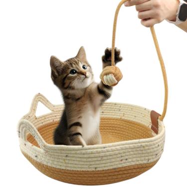 Imagem de Cama De Gato Arranhador Ninho Cestinho Pet Brinquedo Bolinha Animais Estimaçao Confortavel 
