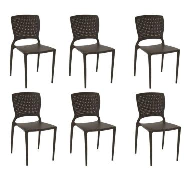 Imagem de Kit 6 Cadeiras Safira Marrom Tramontina 92048/109