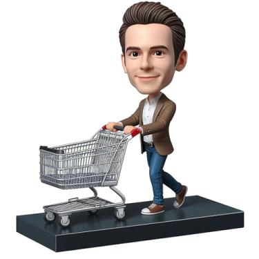 Imagem de Husband Shopper Carrinho de empurrar com mantimentos feito à mão a partir de sua foto, presente personalizado para aniversários de casamento, decoração de sala de estar, celebração de parceiros