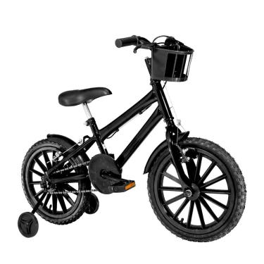 Imagem de Bicicleta Infantil Masculina Aro 16 Nylon + Kit Premium Cor Preta