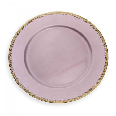 Imagem de Sousplat De Plástico Rosa E Dourado 33Cm