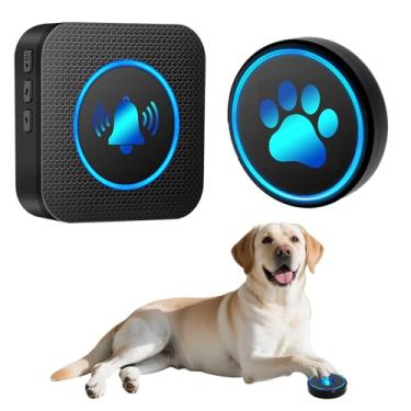 Imagem de Yoiilifee Campainha de porta de cachorro para treinamento de penico, campainha inteligente sem fio para sair, 1000 metros de longo alcance com botão de toque super leve IP65 à prova d'água, 60