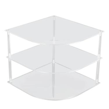 Imagem de Jiawu Prateleira de Canto de Acrílico Transparente para Pratos, Tigelas, Organizador de Placas para Economia de Espaço de Gabinete, Prateleira de Canto de Bancada Transparente de 3