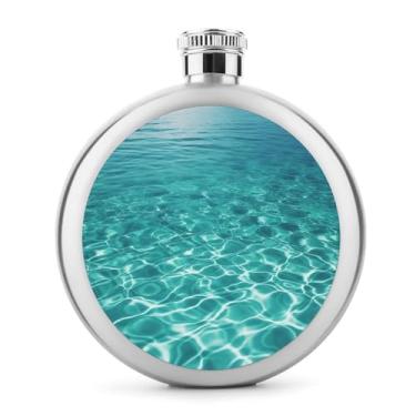 Imagem de Cantil de aço inoxidável, azul aqua piscina impressão água garrafa de bolso garrafa anca garrafa de viagem garrafa portátil garrafa de licor garrafa de metal