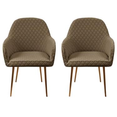Imagem de Lzyjckh Cadeiras de Jantar com Braço, Capa para Cadeira com Encosto Curvo de Alta Elástica, Protetor para Cadeira de Cozinha, para Decoração de Casa, Sala de Estar e Escritório,Coffee,2PCS