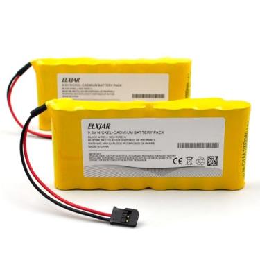 Imagem de Coonyard Pacote com 2 baterias recarregáveis 9,6 V 1000 mAh Ni-CD AA tipo plano para transmissor Futaba | Plugue Futaba Ni-Cd de 8 células | Compatível com modelo RC (9,6 V 1000 mAh SideBySide)