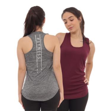 Imagem de Kit 2 Peças - Camiseta Regata Feminina Dry Fit Estampada Poliester Aca