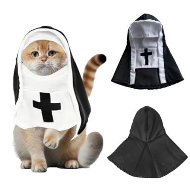 Imagem de Fantasia de freira para cães e gatos de estimação: Roupa de capa para cosplay de Halloween para cães pequenos, fantasia de freira para cães pequenos, roupas para festas de fim de ano (M (2,3 kg-5 kg))