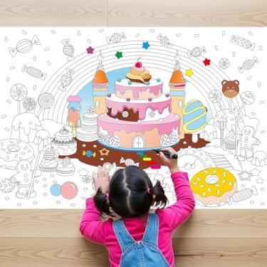 Imagem de Spriggenix Candyland Giant Toalha de mesa grande para colorir para crianças, desenho animado, arco-íris, decoração de festa, pano de fundo, jumbo para sala de aula, casa, festa de aniversário