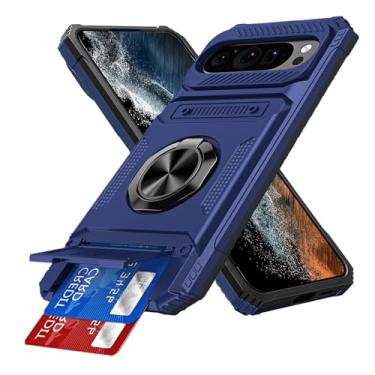 Imagem de COTDINFOR Capa para Google Pixel 9 Pro XL com suporte para cartão [loja 2 cartões] anel de 360° suporte resistente à prova de choque capa carteira protetora de corpo inteiro para Google Pixel 9 Pro XL