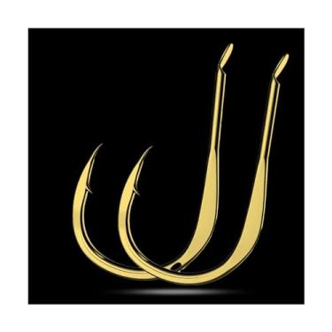 Imagem de OUFEIJIA Anzóis de peixe, pacote com 20 anzóis de pesca de aço de alto carbono, dourado, único anzol, carpa para acessórios de pesca marítima, 3