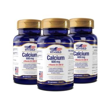Imagem de Calcio 600 Mg + Vitamina D Vitgold Kit 03 Unidades