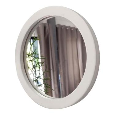 Imagem de Espelho Redondo Decorativo de Parede com Moldura Laqueada Cor:BRANCO;Tamanho:15 CM