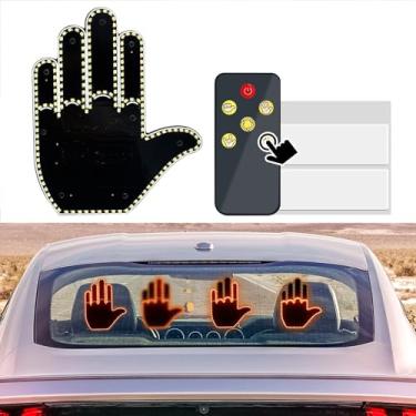Imagem de Luz de gestos manuais para carro, luz de dedo de carro com controle remoto, iluminação de sinal de gesto de janela traseira, sinal de mão de LED Glo com 4 modos de gestos, placa de gesto manual de