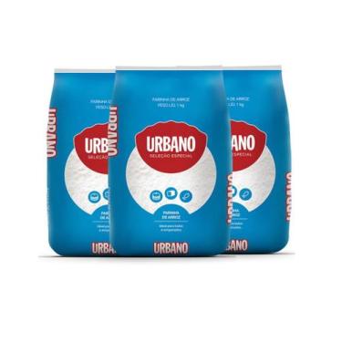 Imagem de Kit 3 Farinha de Arroz Sem Gluten Branca Urbano - 1kg