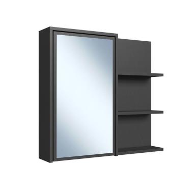 Imagem de Armário Espelheira para Banheiro 1 Porta 2 Prateleiras Grafite Paula ES2001 - Faema Móveis