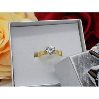 Imagem de Anel Solitário Zircônia Banhado Ouro - Semi Joia