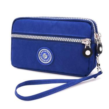 Imagem de Bolsa de pulso de nylon impermeável LassZone Mini bolsa transversal para celular, Azul, 7.1x4.3x1.6inch