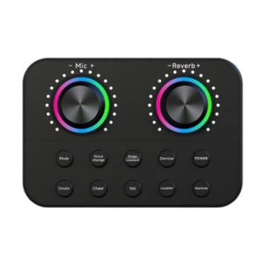 Imagem de NonMiFyR Placa de som ao vivo, trocador de voz, interface de áudio, mixer estéreo profissional multifuncional para transmissão de bate-papo por voz em casa e