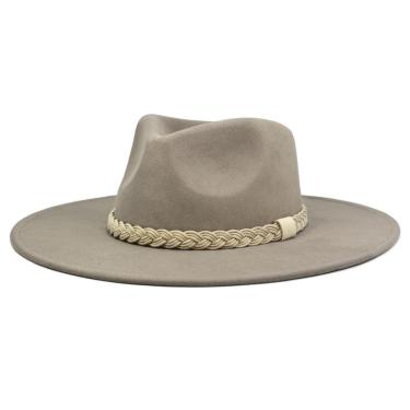 Imagem de Chapéu FLUFFY SENSE Big Wide Brim Felt Rancher Fedora Grey