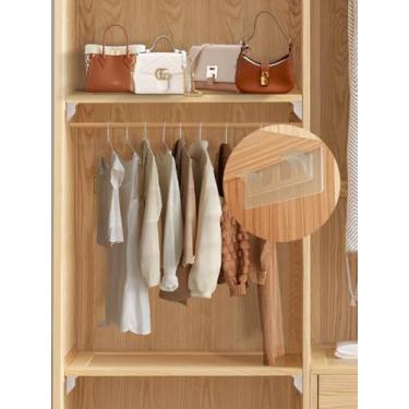 Imagem de 4 ganchos adesivos, armários de roupas sem perfuração, suportes de divisória, suportes de camada, suportes triangulares, placas de camada, suportes de ângulo reto e ganchos sem costura (2,8 × 2,20 cm)