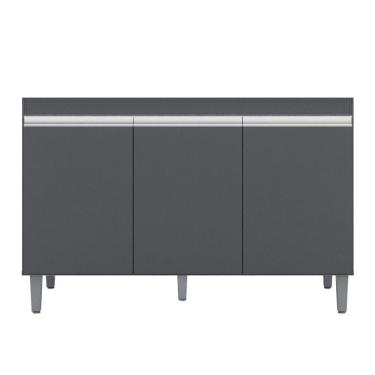 Imagem de Balcão Gabinete Para Pia 120cm 3 Portas Sem Tampo Manu Cinza - Ajl Móveis