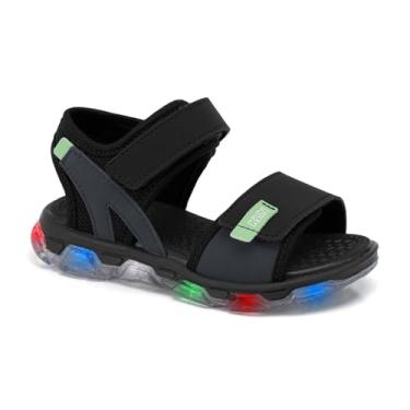 Imagem de Klin Sandália Papete Light Infantil Masculina, Preto/Grafite/Verde, Tamanho 29, Casual, Esportiva, LED Luminoso, Velcro Duplo, Anatômica
