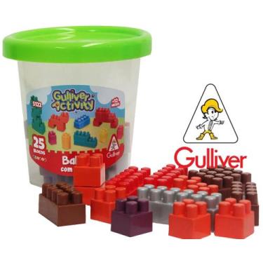 Imagem de Balde Blocos de Montar Colorido 25 pçs Gulliver Cód. 5122