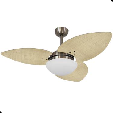 Imagem de Ventilador de Teto Dormamu Bronze 3 Pás Palmae Natural 127V com Controle