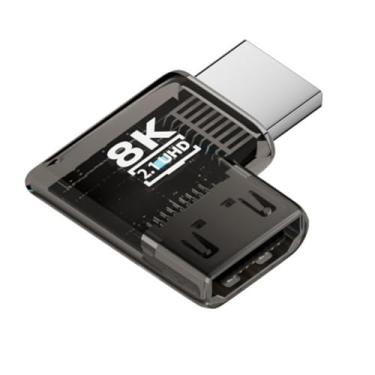 Imagem de chenyang Adaptador HDMI 8K, HDMI 2.1 macho para fêmea, adaptador de extensão de ângulo reto de 90 graus (estilo plano)