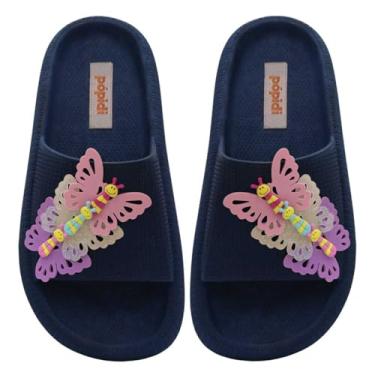 Imagem de Chinelo Slide Nuvem Feminino Borboletas Moda Infantil Sandália 12.121 (Marinho, BR, Adulto, Numérico, 38)