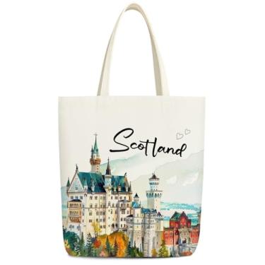 Imagem de Sacola de lona temática da cidade, presentes de lembrança da Escócia, presentes para mulheres, irmã estética, fofa, sacola de presente para Natal, aniversário, mãe, reutilizável, sacola de