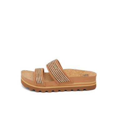 Imagem de Reef Sandália feminina Cushion Vista Hi Beachy Woven Slip On Chinelos, Ráfia de chocolate, 6.5 UK