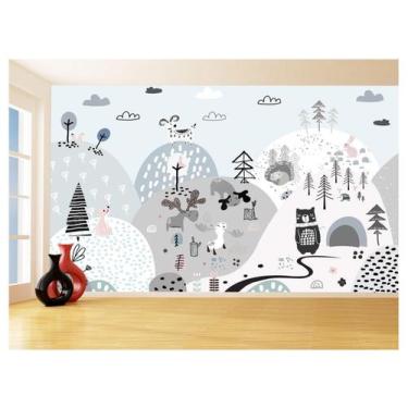 Imagem de Papel De Parede 3D Infantil Bichinos Floresta 3,5M Azs358 - Você Decor