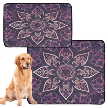 Imagem de CEBUGI Almofadas de xixi laváveis para cães, pacote com 2, almofadas impermeáveis para filhotes de cachorro, antiderrapante, à prova de vazamento, para cama de cercadinho, padrão mandala