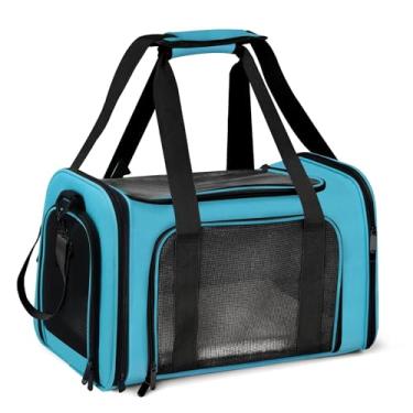 Imagem de Bolsa de Transporte para Cachorro e Gato com Cama Confortável Lavável Zíper Bloqueio Cinto Ombro Aprovada por Linhas Aér