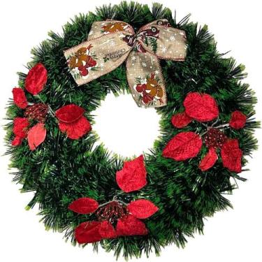 Imagem de Guirlanda de Natal para Porta Decoração Enfeite Natalina de Luxo 38cm 