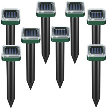 Imagem de Letyet Pacote com 8 repelentes de toupeiras movidos a energia solar, repelente ultrassônico de pragas ao ar livre para gramados e jardins - impermeável, esquilo, vole, esquilo, marmota, dissuasor de