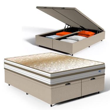 Imagem de Cama Box Baú com Colchão de Molas Ensacadas Double Face Pillow Euro Alfa Probel Queen 158cm