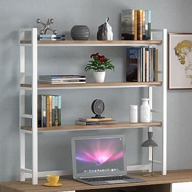 Imagem de Estante de mesa para mesa de computador 3 camadas organizador de prateleira de armazenamento de bancada rack de exibição para escritório em casa
