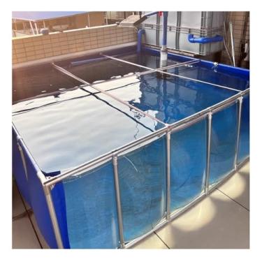 Imagem de Grande lagoa de reprodução de carpas - piscina de aquário de lona de PVC acima do solo com janela transparente e moldura de aço, tanque de água (120 x 80 x 61 cm) para manutenção de peixes ao ar livre