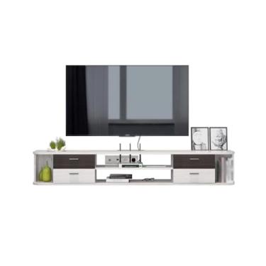 Imagem de CFGH6FDF Suporte de TV flutuante prateleira de TV flutuante, armário de TV montado na parede com 4 gavetas para sala de estar ou escritório unidade de parede de mídia (branco, grande)