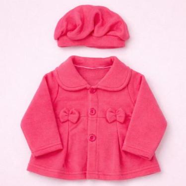 Imagem de Casaco Bebê Menina Inverno com Boina Elegante Cor:rosaTamanho:P - Fant